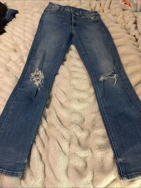 Women's MOTHER Distressed Blue Jeans Size 24 EUC
